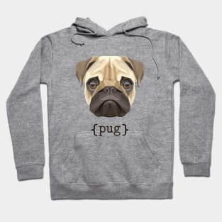 Cute Watercolor Pug Face Definition Hoodie